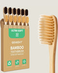 12-pack of bamboo toothbrushes with box
