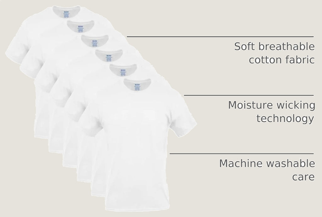 White Gildan crew tee, flat