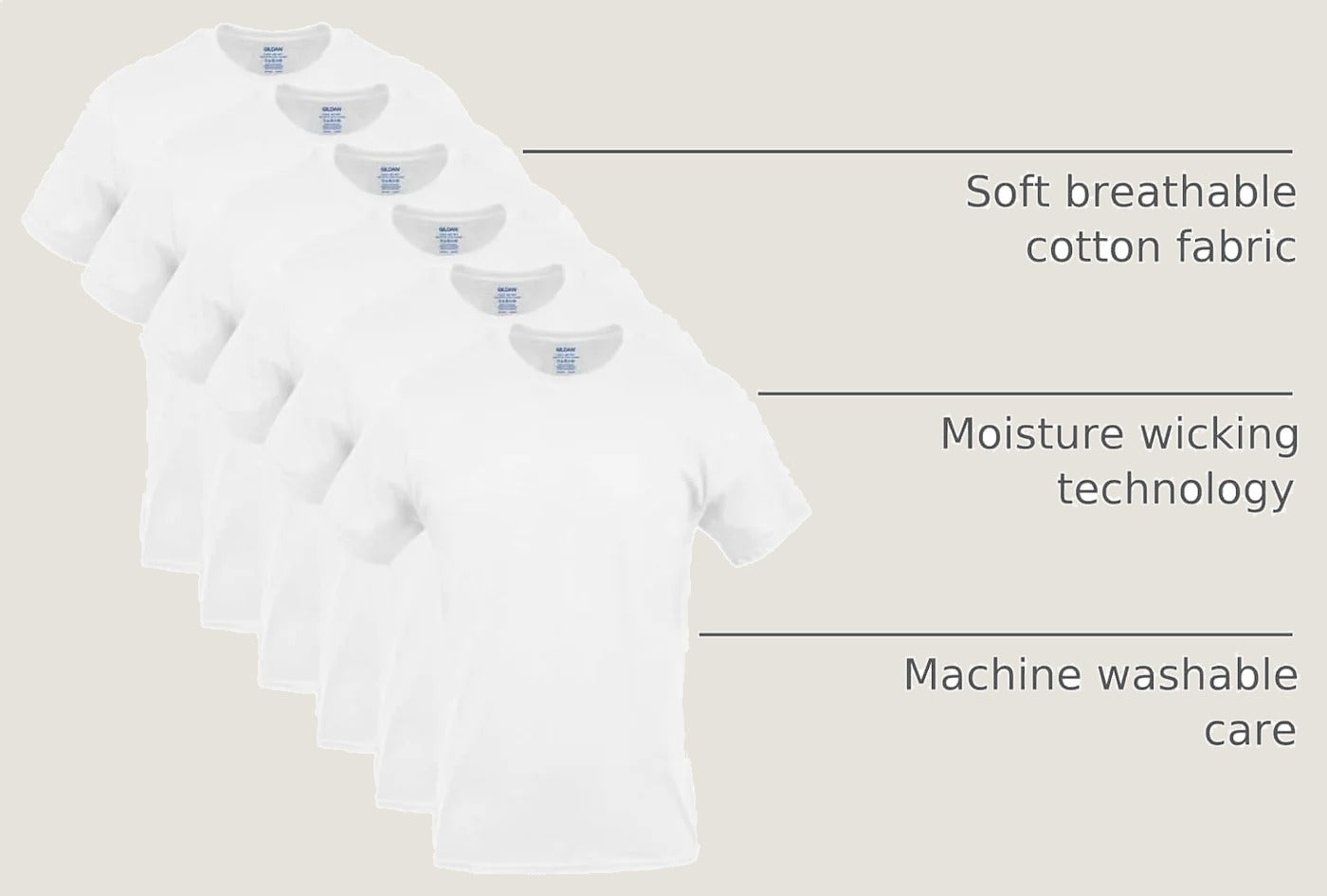 White Gildan crew tee, flat