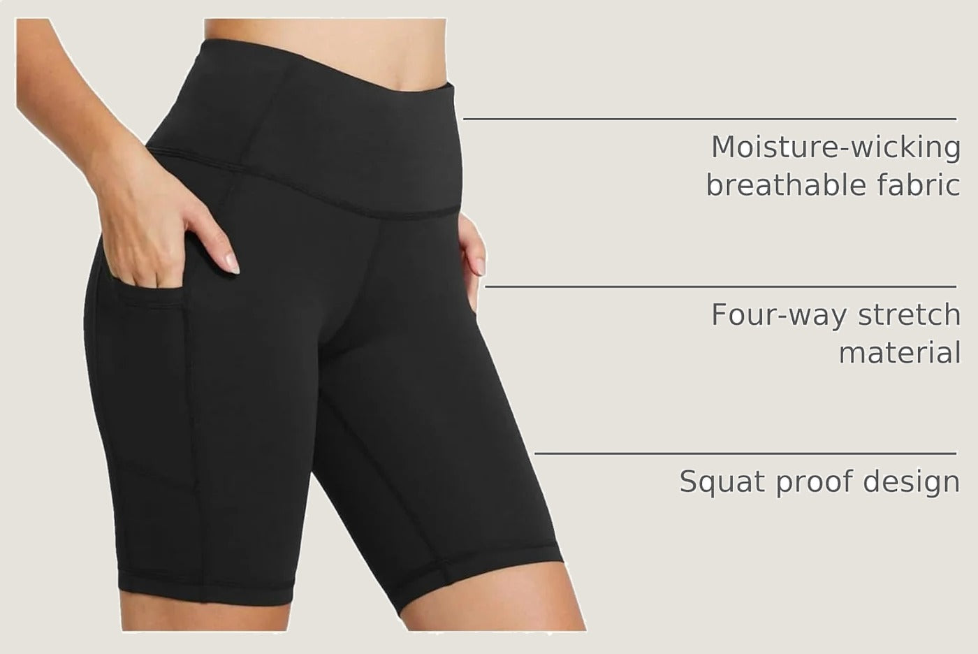 Women'S High Waist Biker Shorts with 3 Pockets