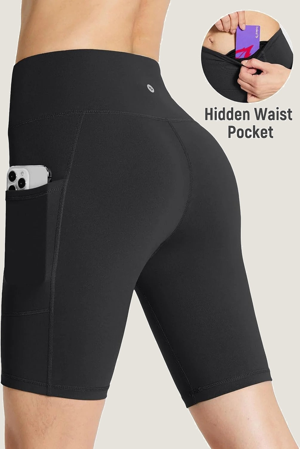 Women'S High Waist Biker Shorts with 3 Pockets