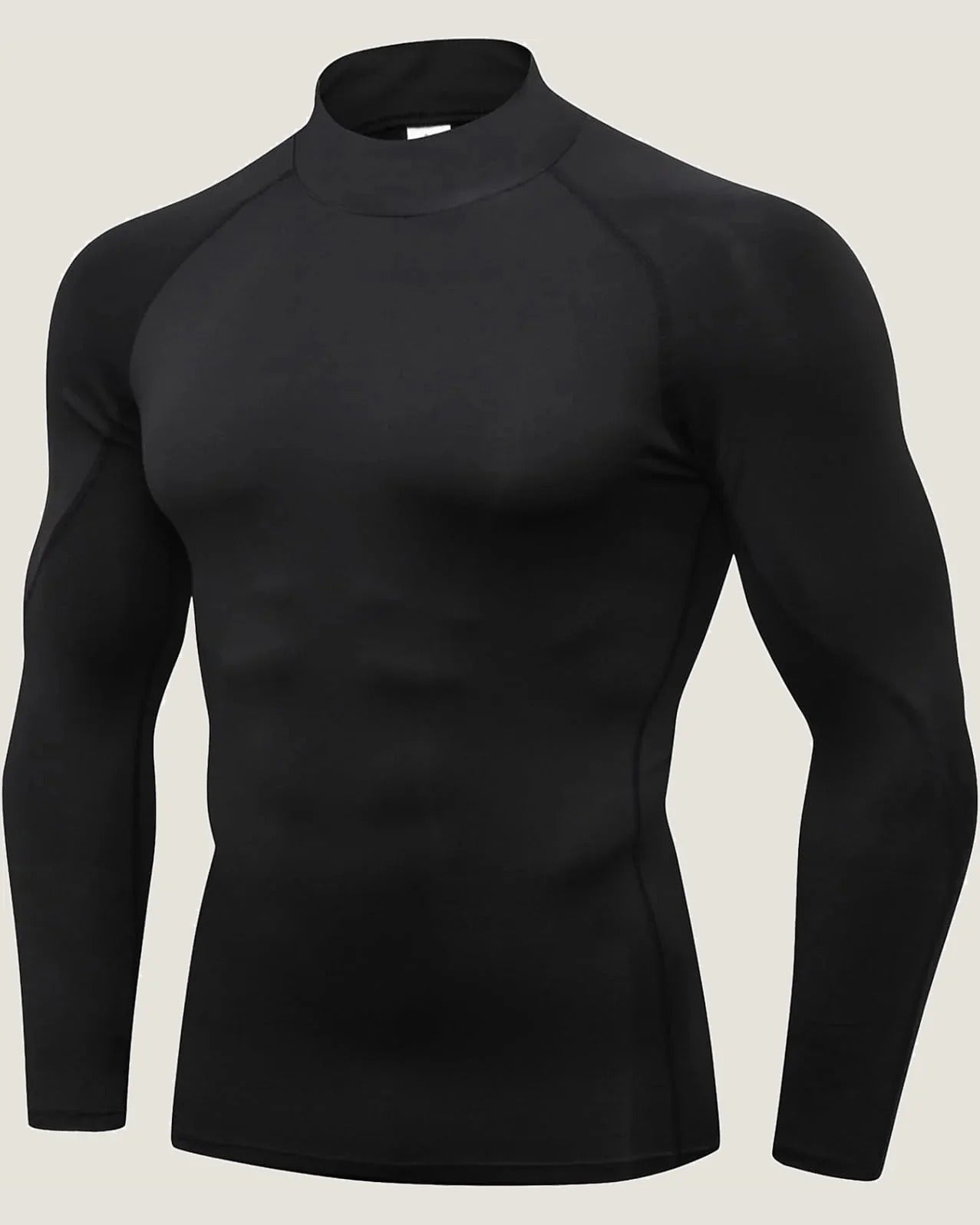 Black compression long-sleeve training top, front view