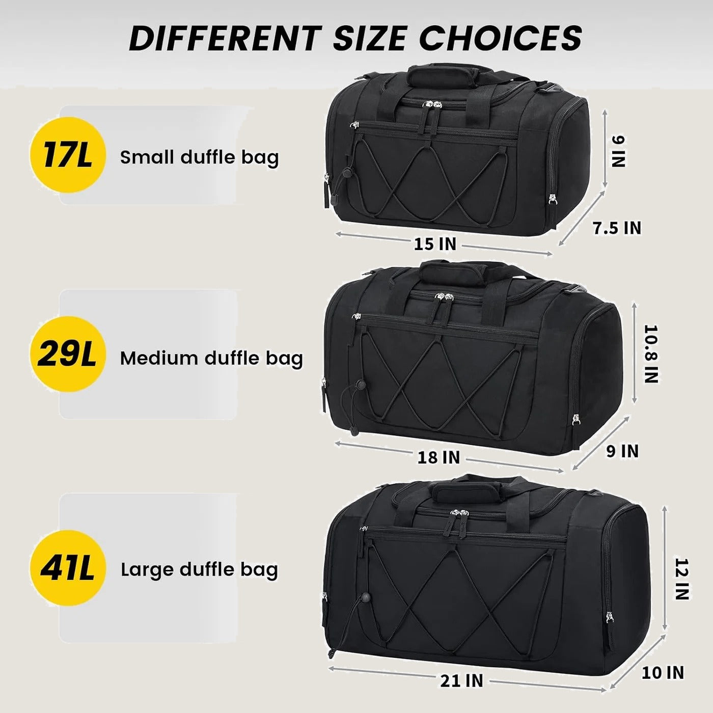 21 Inches Gym Bag for Men, Duffel Bag with Shoe Compartment