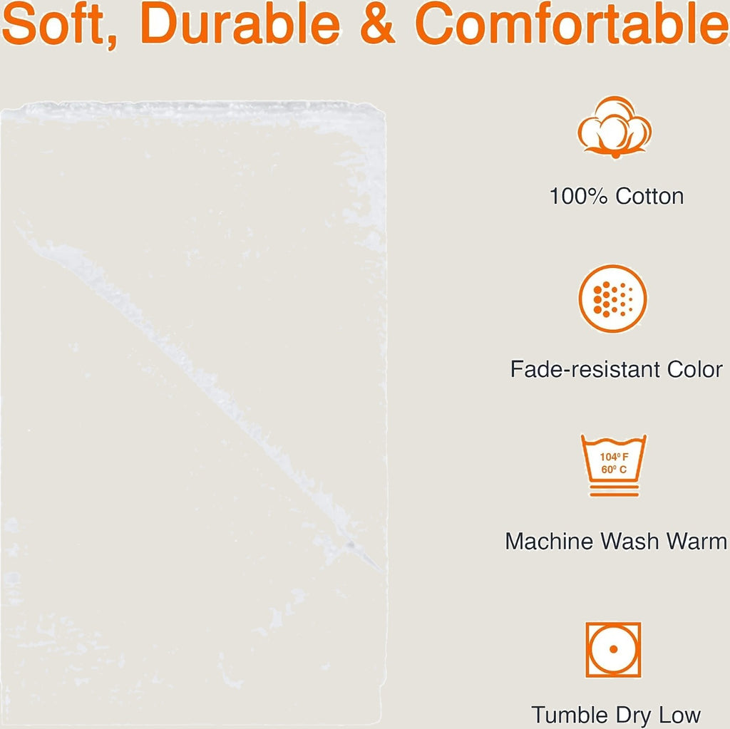 Soft and Thick Cotton Hand Towels for Bath, Kitchen, Gym, 16 X 26 In, White, 12-Pack