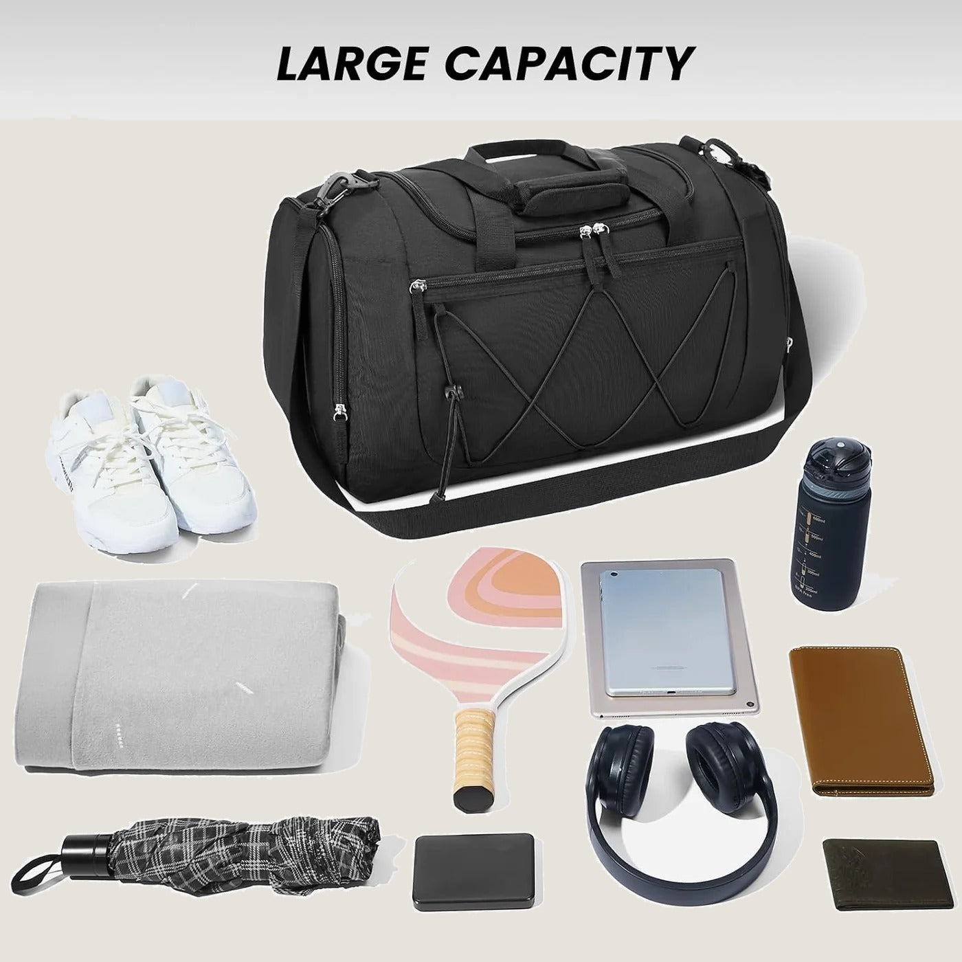 21 Inches Gym Bag for Men, Duffel Bag with Shoe Compartment
