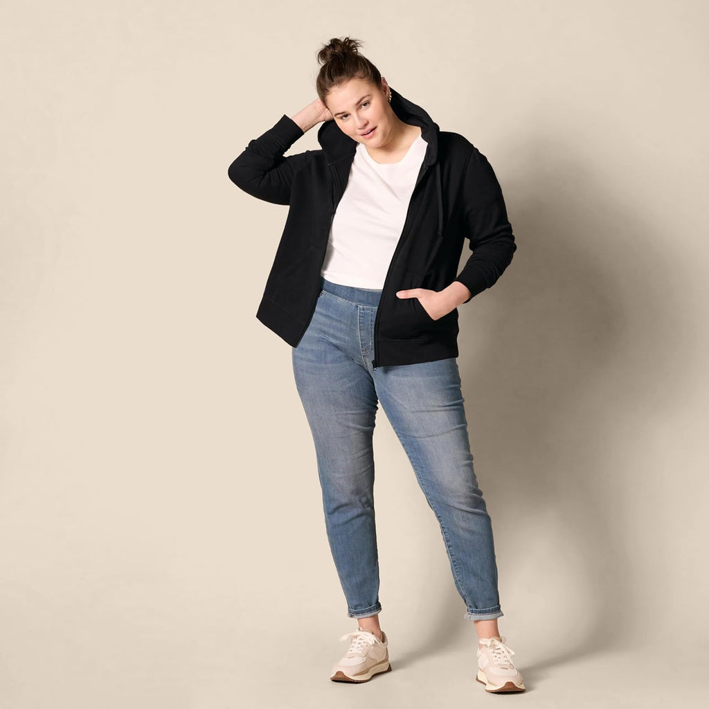 Women'S Midweight Fleece Full-Zip Hoodie with Drawstring (Available in plus Size)