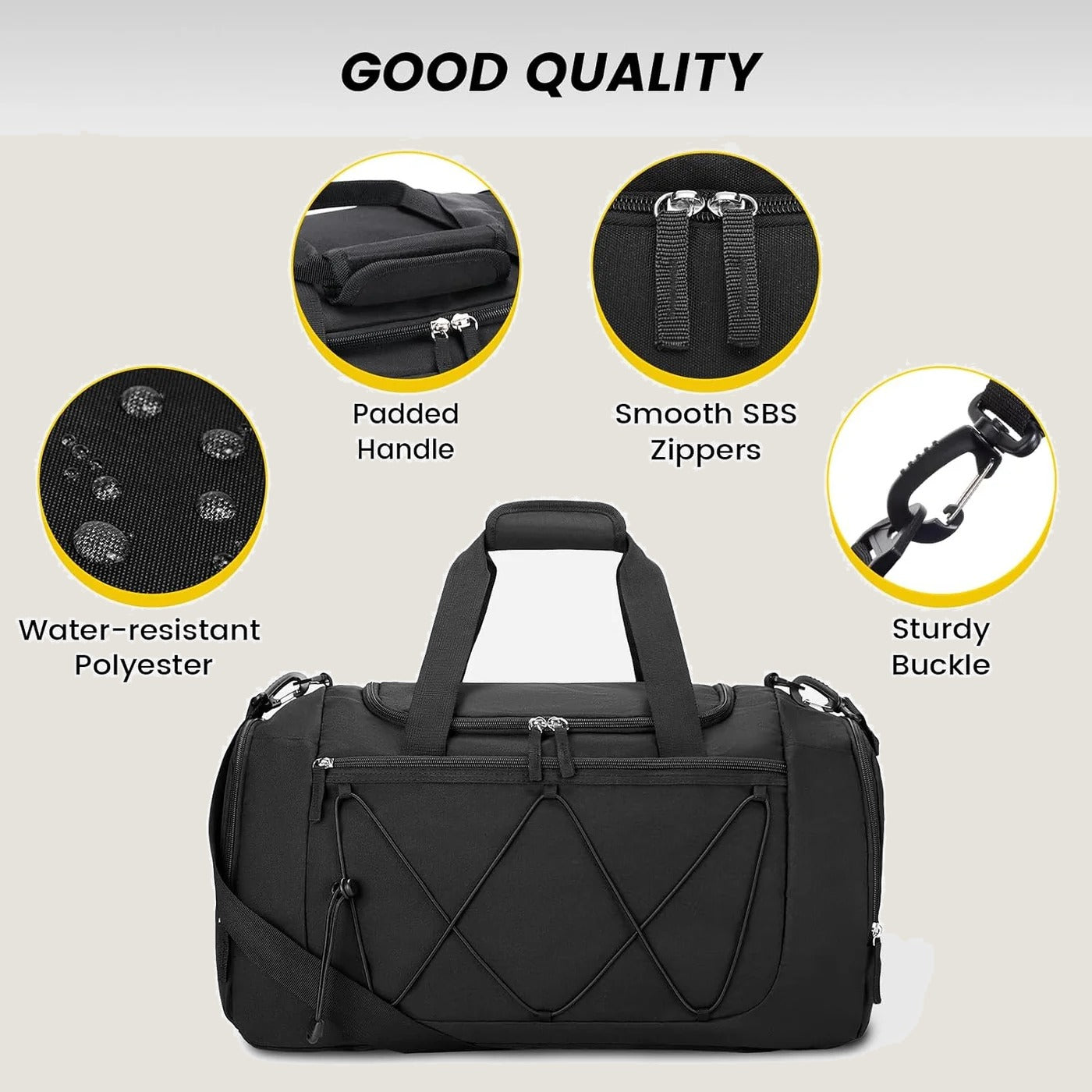 21 Inches Gym Bag for Men, Duffel Bag with Shoe Compartment