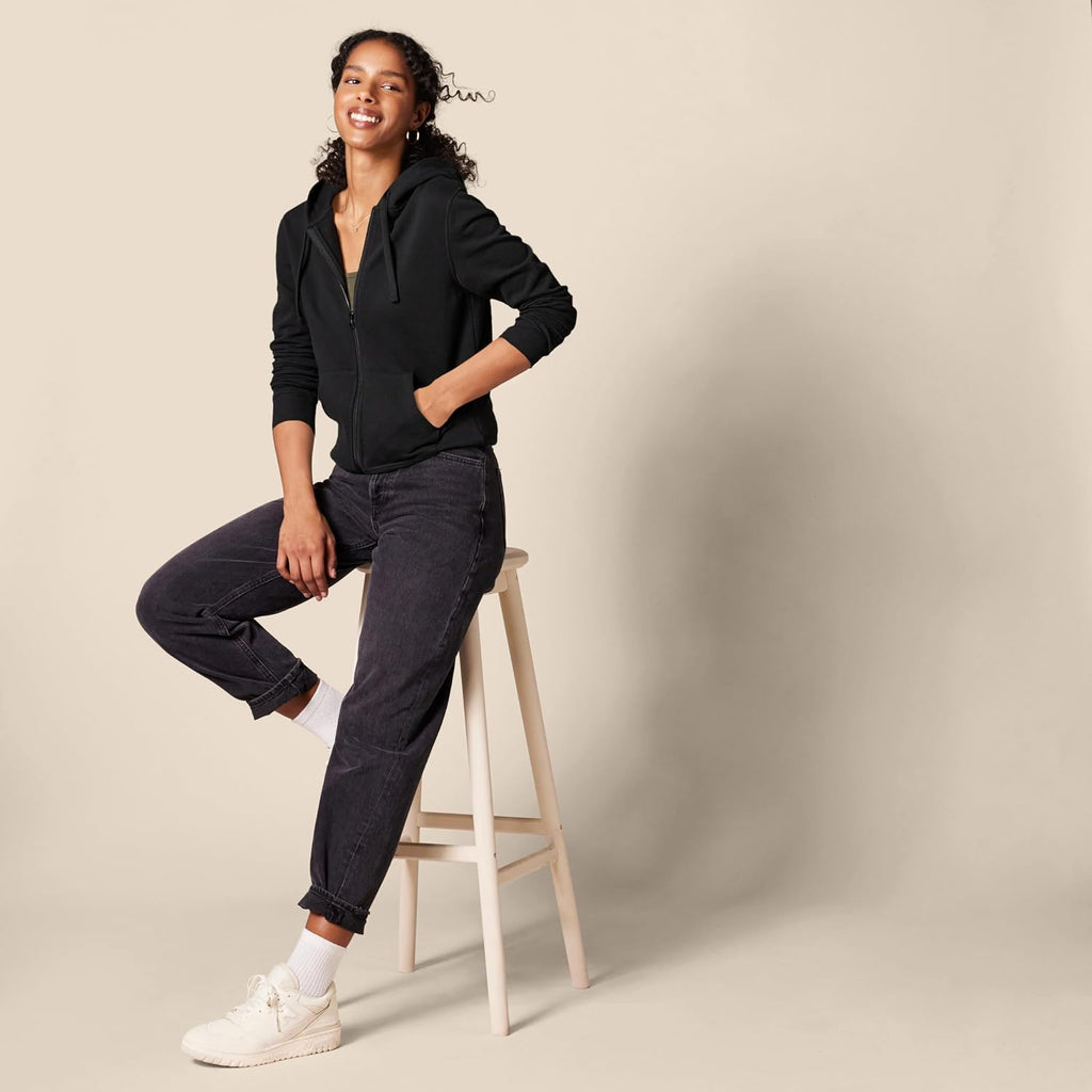 Women'S Midweight Fleece Full-Zip Hoodie with Drawstring (Available in plus Size)