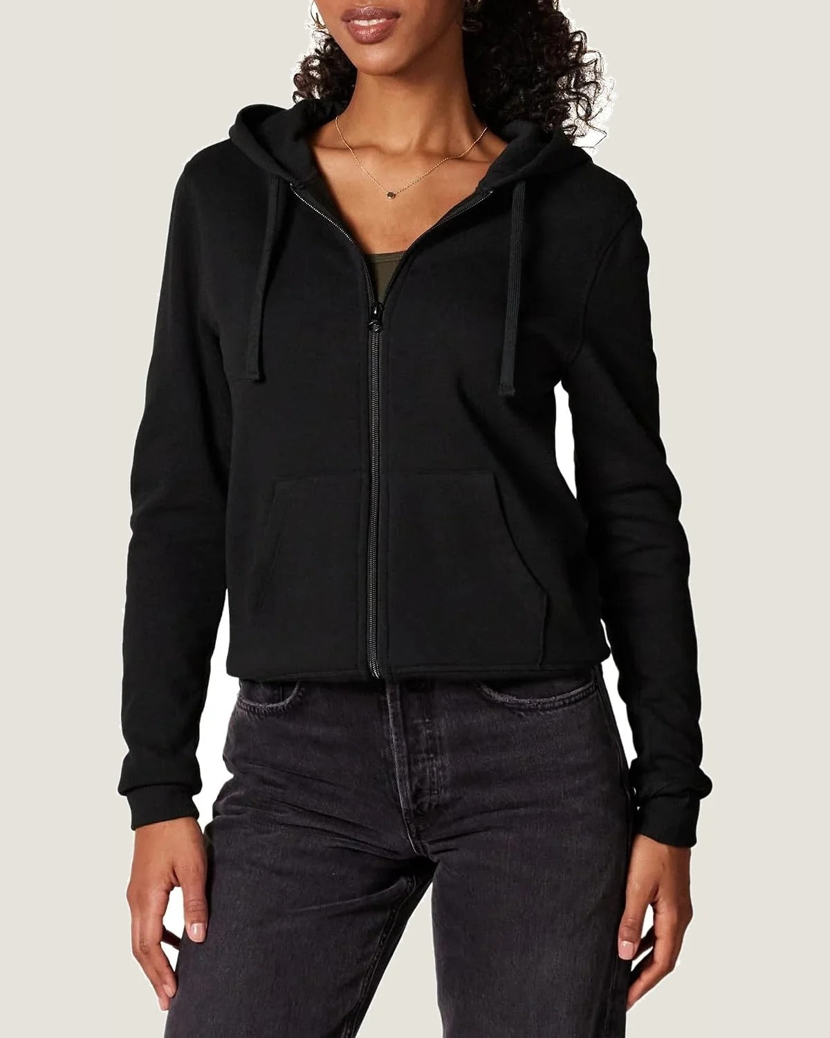 Women'S Midweight Fleece Full-Zip Hoodie with Drawstring (Available in plus Size)