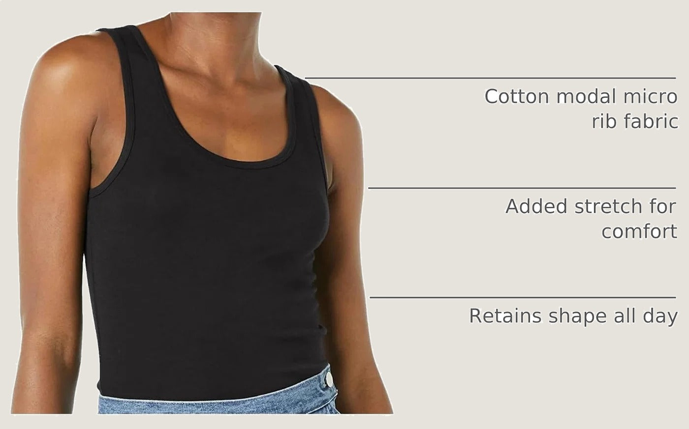 Women'S Slim-Fit Ribbed Scoop Neck Tank Tops, Pack of 2