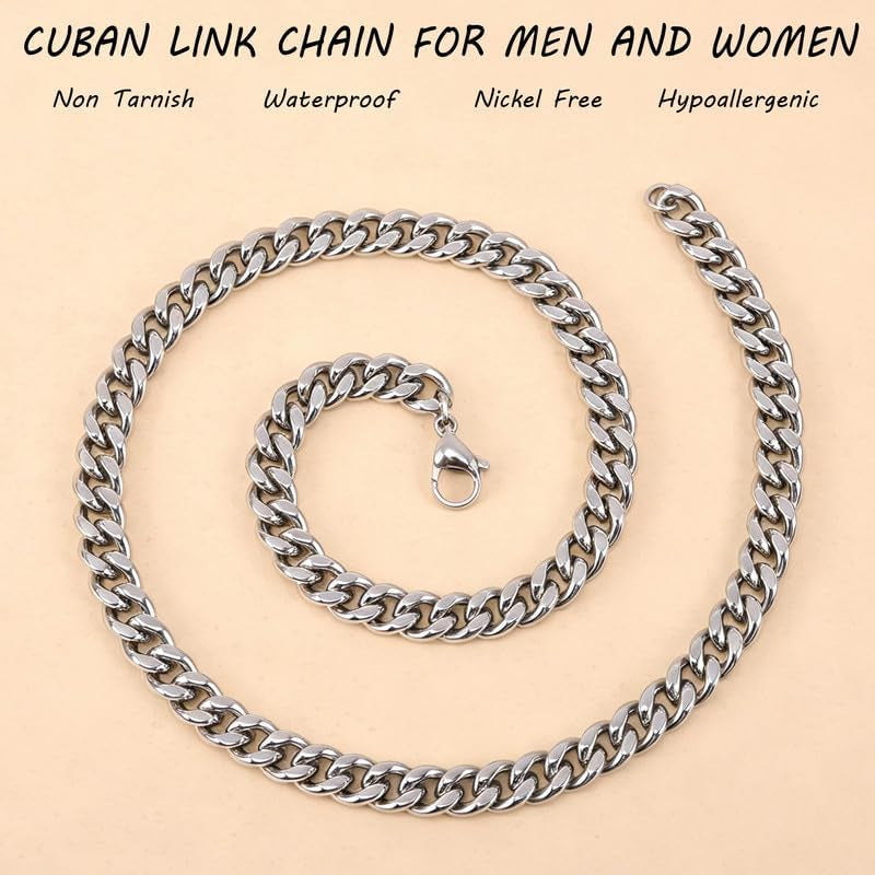 Stainless Steel Cuban Link Chain Necklaces Jewelry for Men