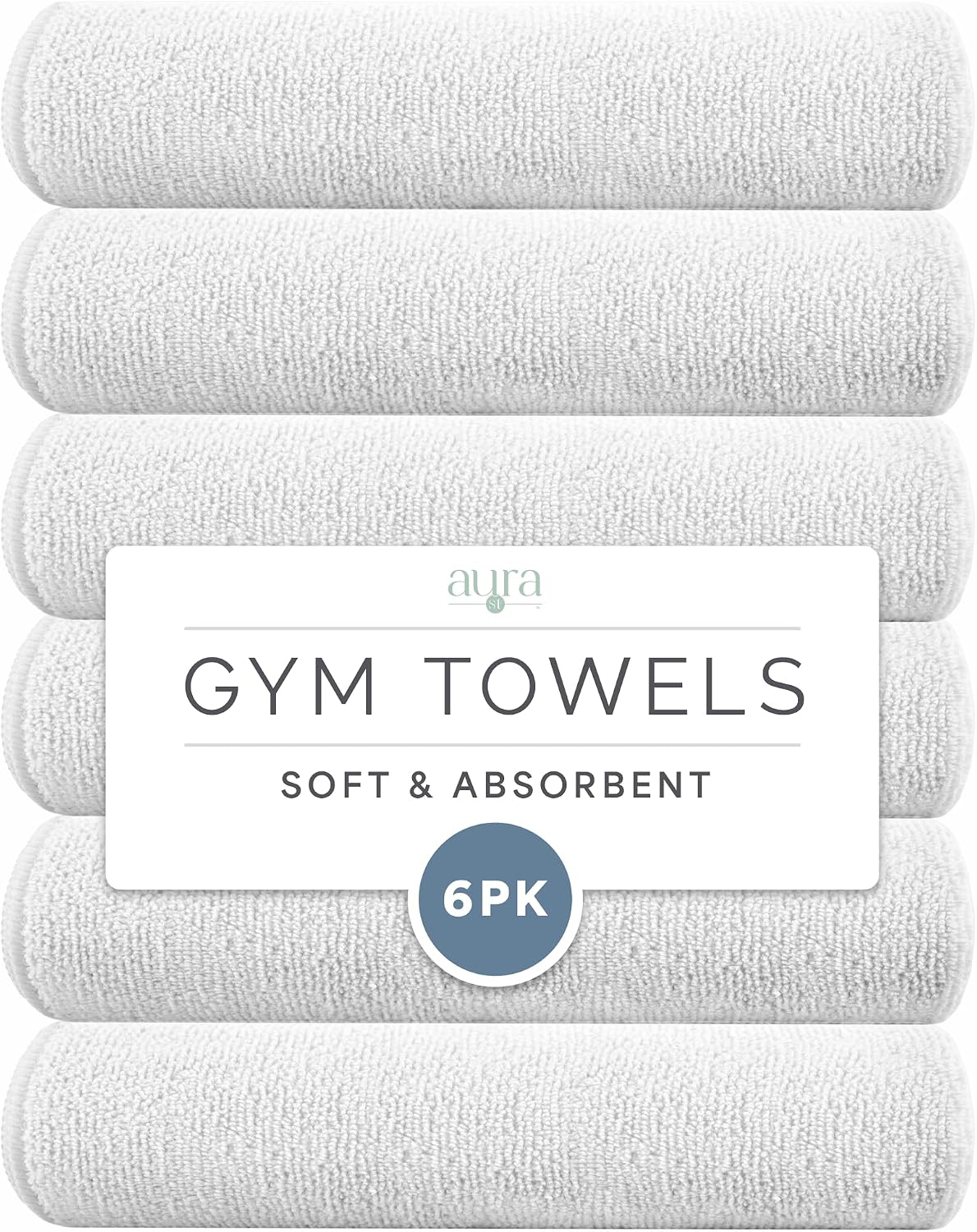 Microfiber Gym Towels, 6 Pack, 16" X 27"