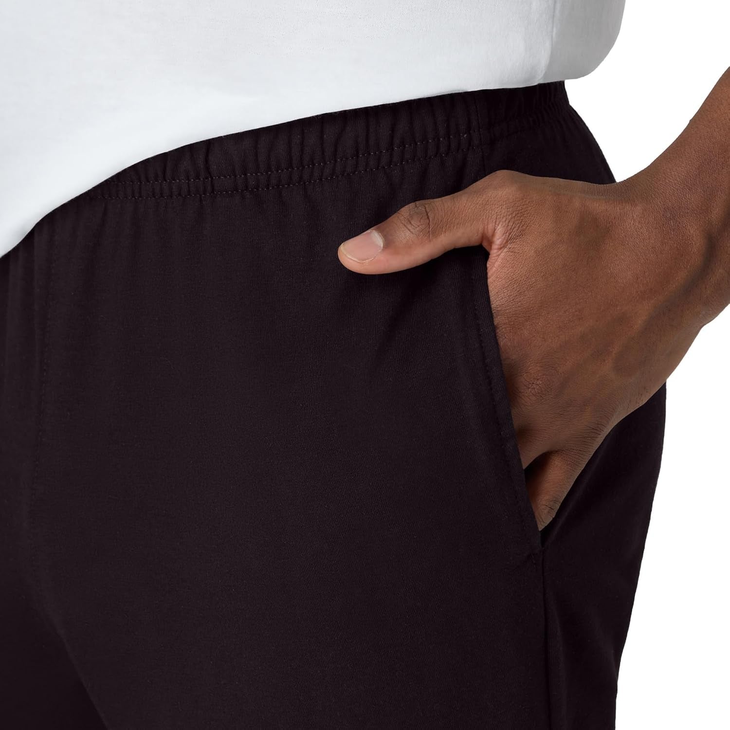 Back pocket detail, black jersey joggers