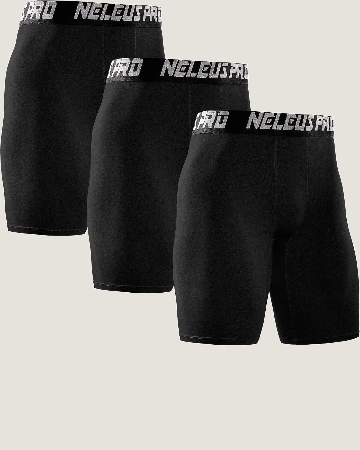 Neleus compression shorts 3-pack in black