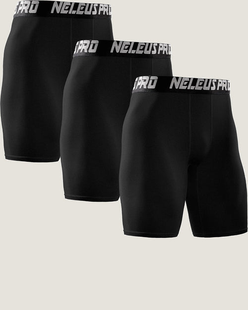 Neleus compression shorts 3-pack in black
