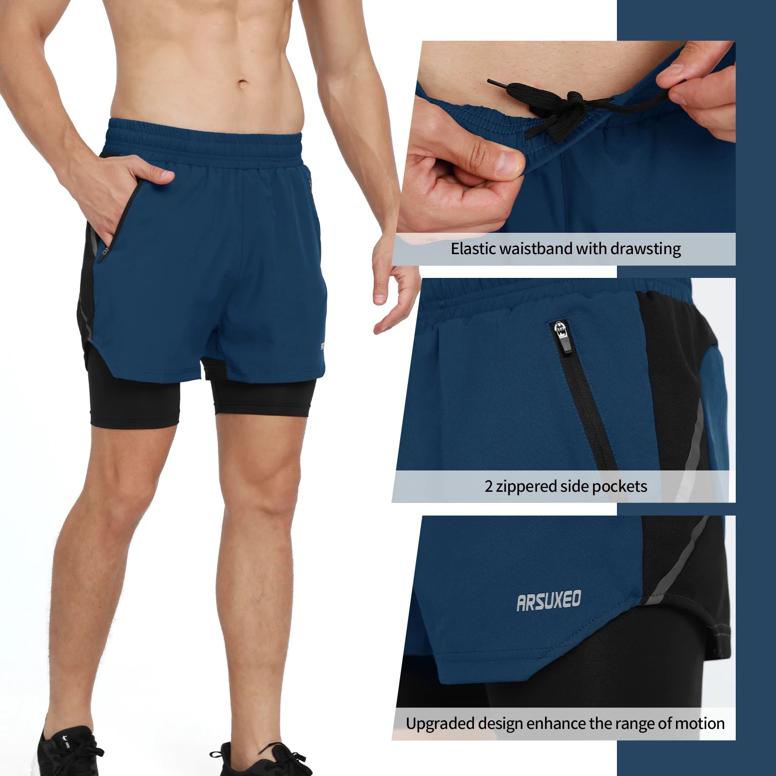 2-in-1 gym shorts compression liner view