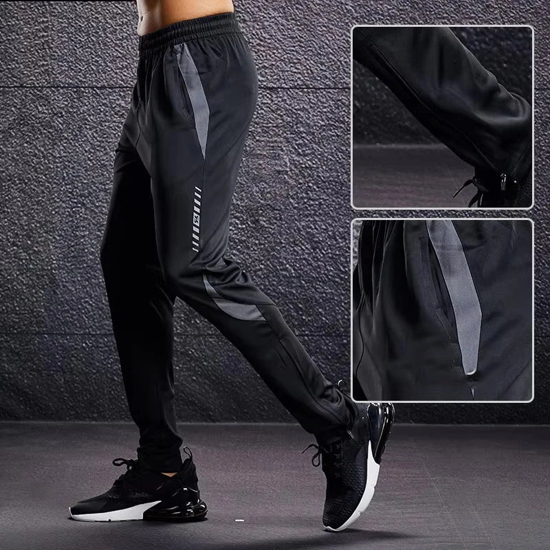 Tapered training pants with zip pockets, black