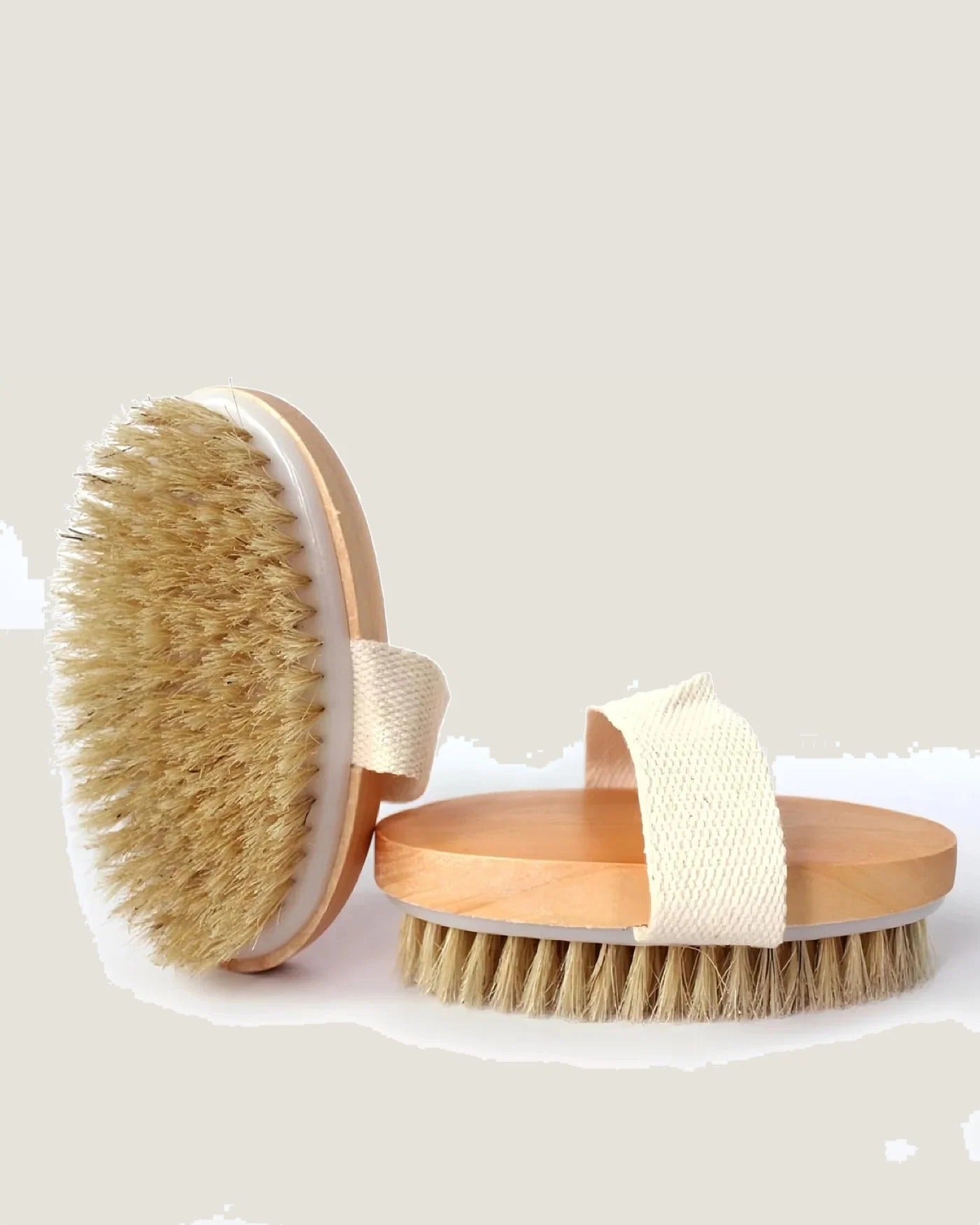 Two natural-bristle dry body brushes
