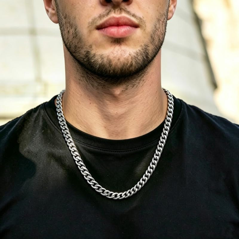 Stainless Steel Cuban Link Chain Necklaces Jewelry for Men