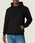 Fleece hoodie in black, front view