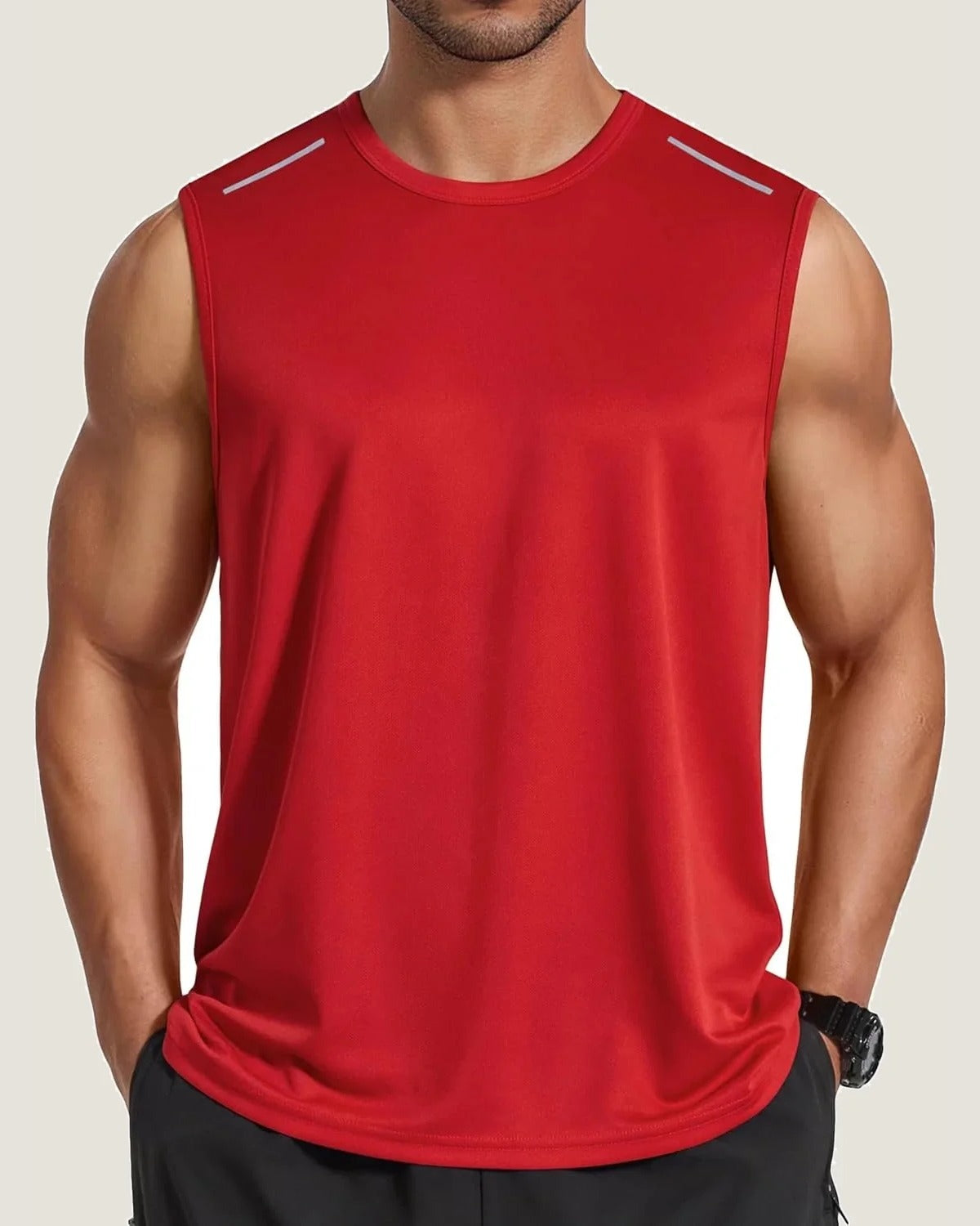 COOFANDY quick-dry training tank in red, front view