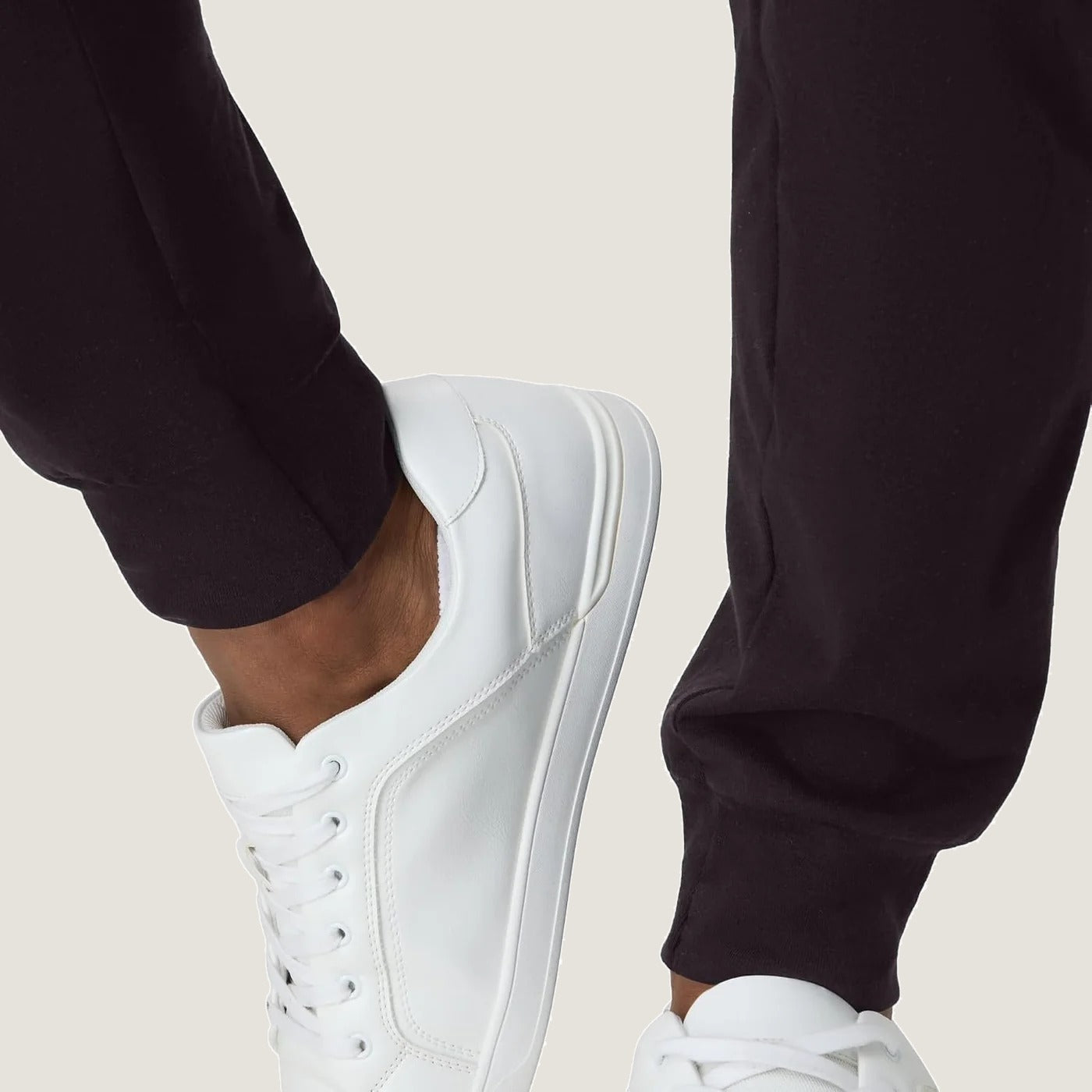 Cuffed ankle detail, black jersey joggers