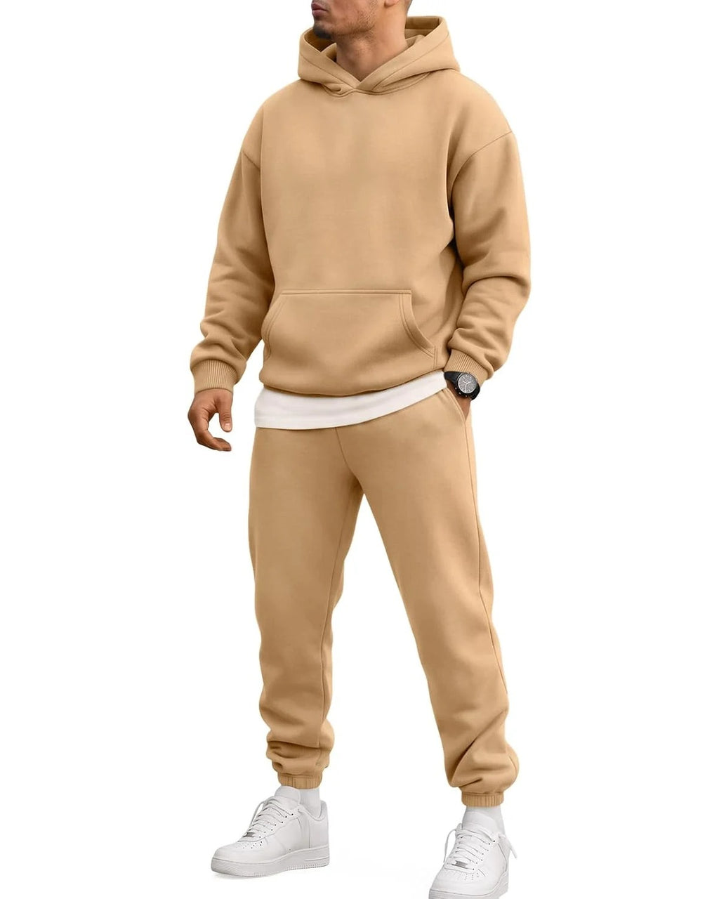 Camel heavyweight fleece hoodie and jogger set