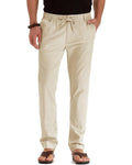Beige linen drawstring trouser