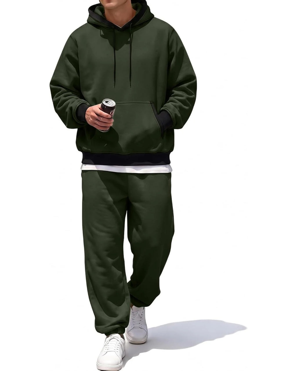 Fleece Set in olive, matching hoodie and jogger