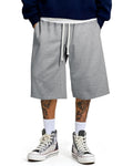 Heather grey below-knee sweat short with drawstring waist