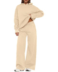 Beige oversized hoodie and wide-leg sweatpant set